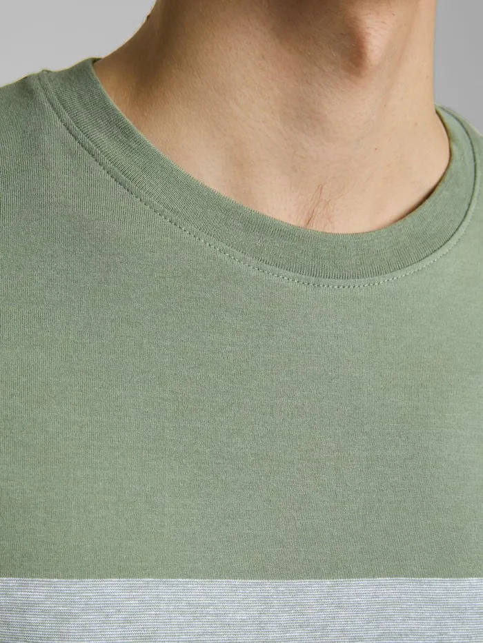 Tshirts JACK and JONES Mens REGULAR FIT BLOCK STRIPE TSHIRT Green Sea Spray Gift Ideas