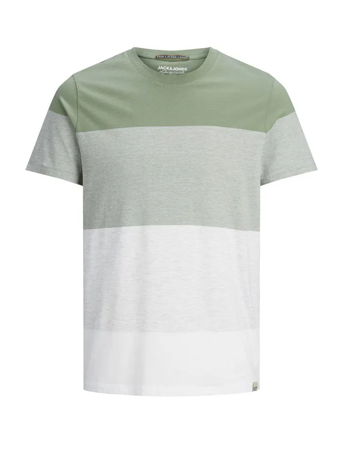 Tshirts JACK and JONES Mens REGULAR FIT BLOCK STRIPE TSHIRT Green Sea Spray Gift Ideas