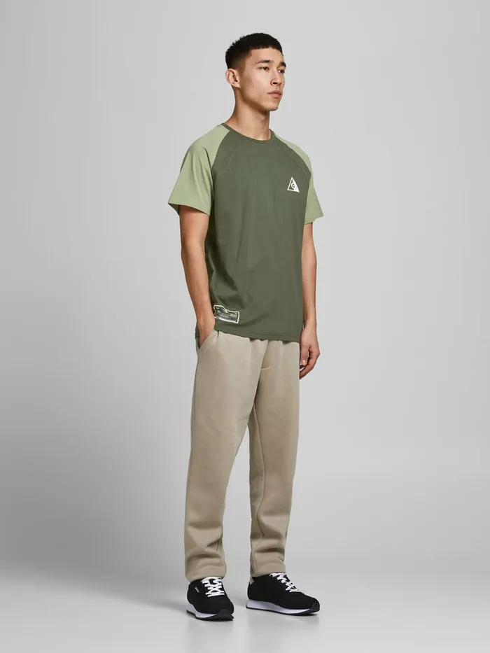 Tshirts JACK and JONES Mens RELAXED FIT COLOUR BLOCK TSHIRT Green Beetle For Sale