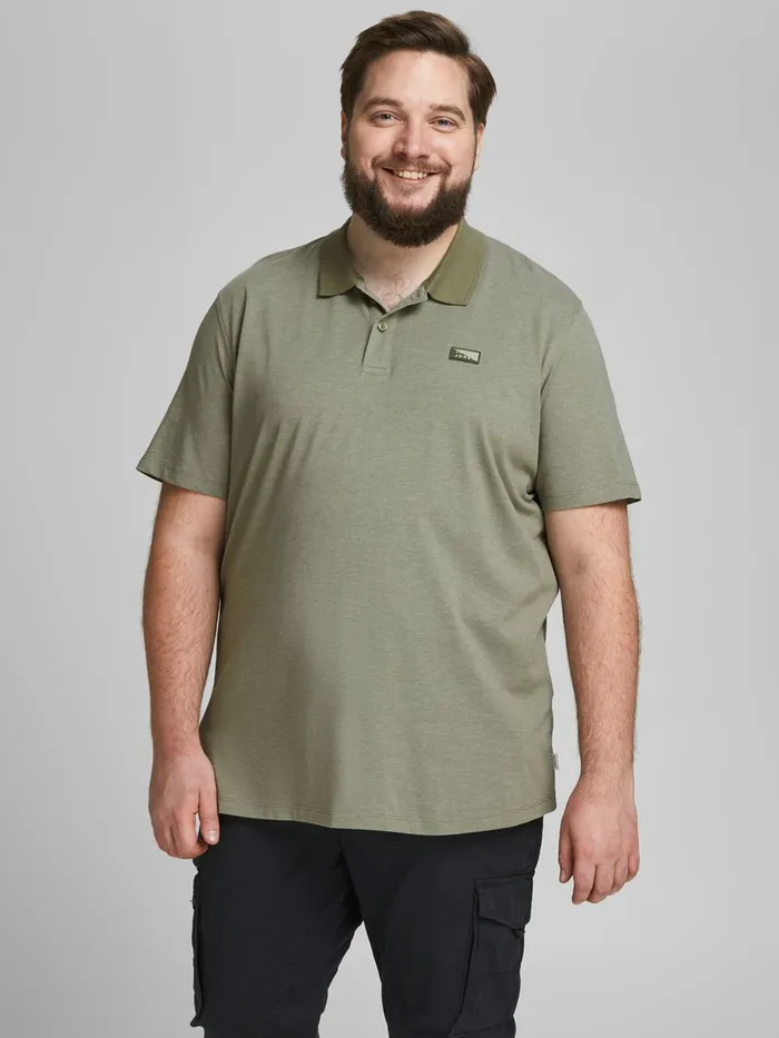 Tshirts JACK and JONES Mens SINGLE JERSEY PLUS SIZE POLO Green Deep Lichen Green Gift 4 You