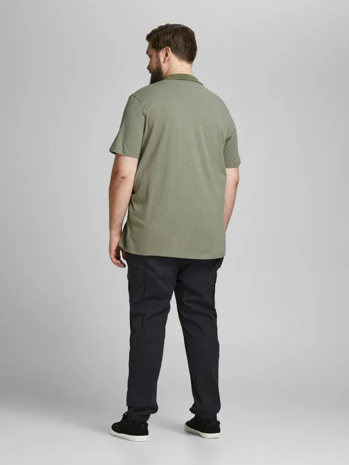 Tshirts JACK and JONES Mens SINGLE JERSEY PLUS SIZE POLO Green Deep Lichen Green Gift 4 You