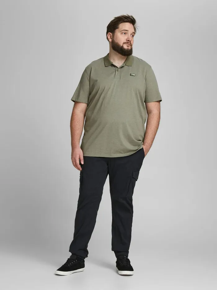 Tshirts JACK and JONES Mens SINGLE JERSEY PLUS SIZE POLO Green Deep Lichen Green Gift 4 You