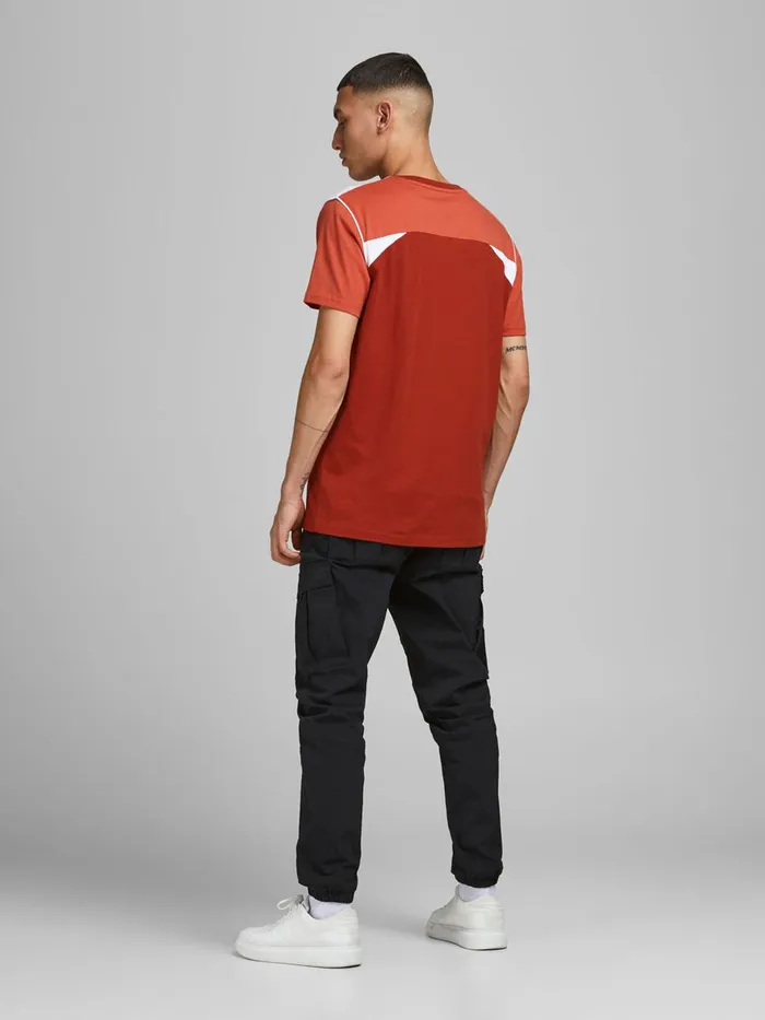 Tshirts JACK and JONES Mens SLIM FIT ORGANIC COTTON TSHIRT Red Red Ochre Cheap On Sale