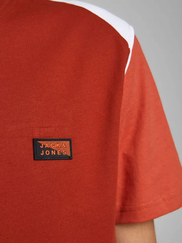 Tshirts JACK and JONES Mens SLIM FIT ORGANIC COTTON TSHIRT Red Red Ochre Cheap On Sale
