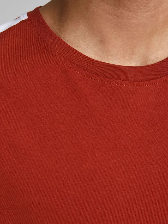 Tshirts JACK and JONES Mens SLIM FIT ORGANIC COTTON TSHIRT Red Red Ochre Cheap On Sale