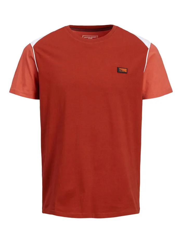 Tshirts JACK and JONES Mens SLIM FIT ORGANIC COTTON TSHIRT Red Red Ochre Cheap On Sale