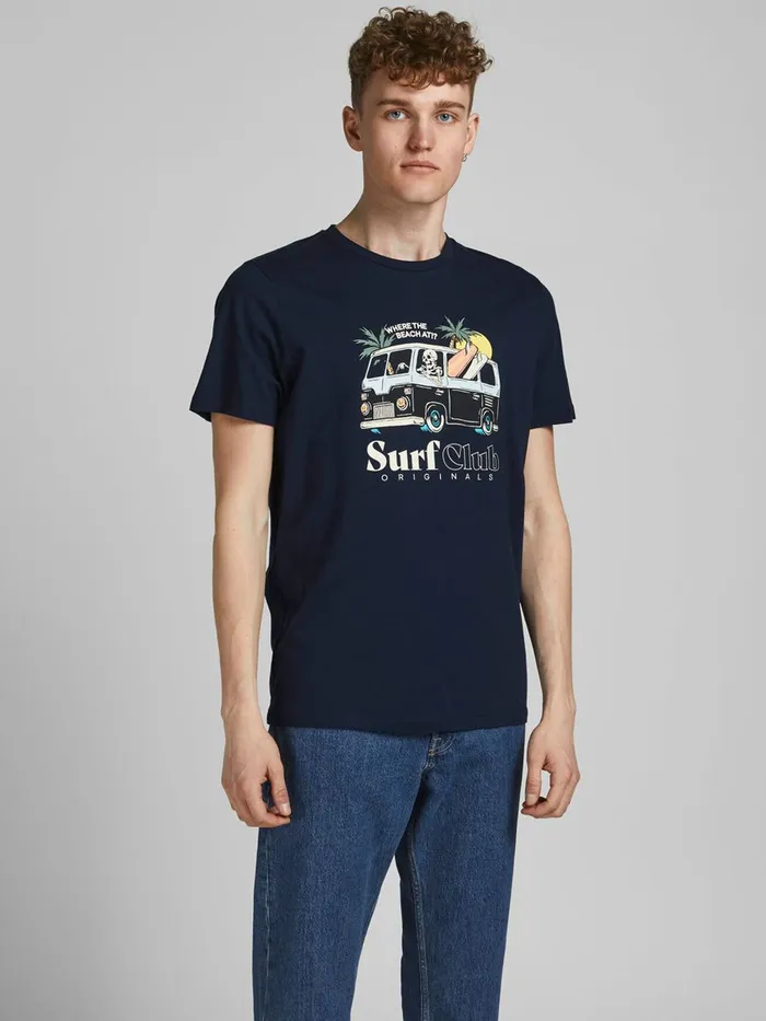 Tshirts JACK and JONES Mens SUMMER SKULL PRINT TSHIRT Blue Navy Blazer On Sale Tshirts JACK and JONES Mens SUMMER SKULL PRINT TSHIRT Blue Navy Blazer On Sale