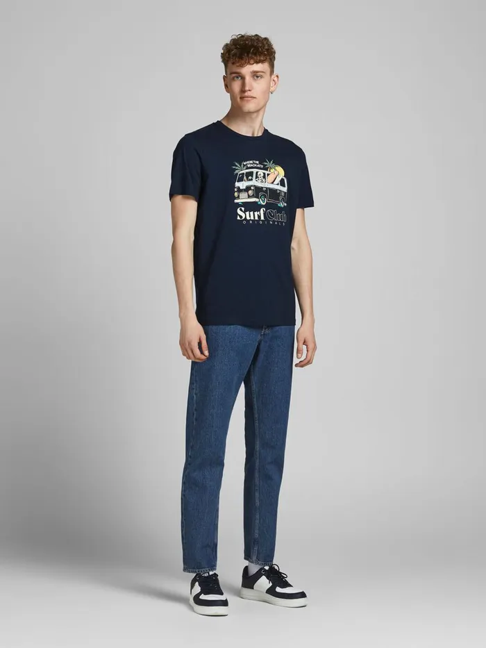 Tshirts JACK and JONES Mens SUMMER SKULL PRINT TSHIRT Blue Navy Blazer On Sale