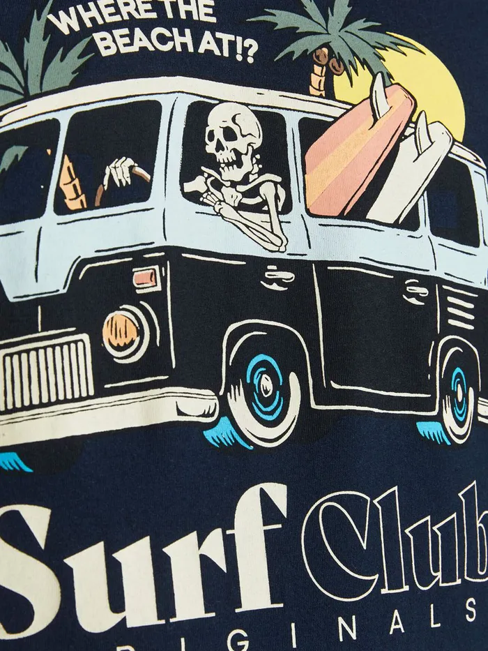 Tshirts JACK and JONES Mens SUMMER SKULL PRINT TSHIRT Blue Navy Blazer On Sale