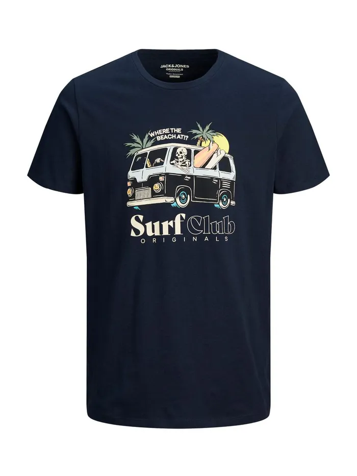 Tshirts JACK and JONES Mens SUMMER SKULL PRINT TSHIRT Blue Navy Blazer On Sale