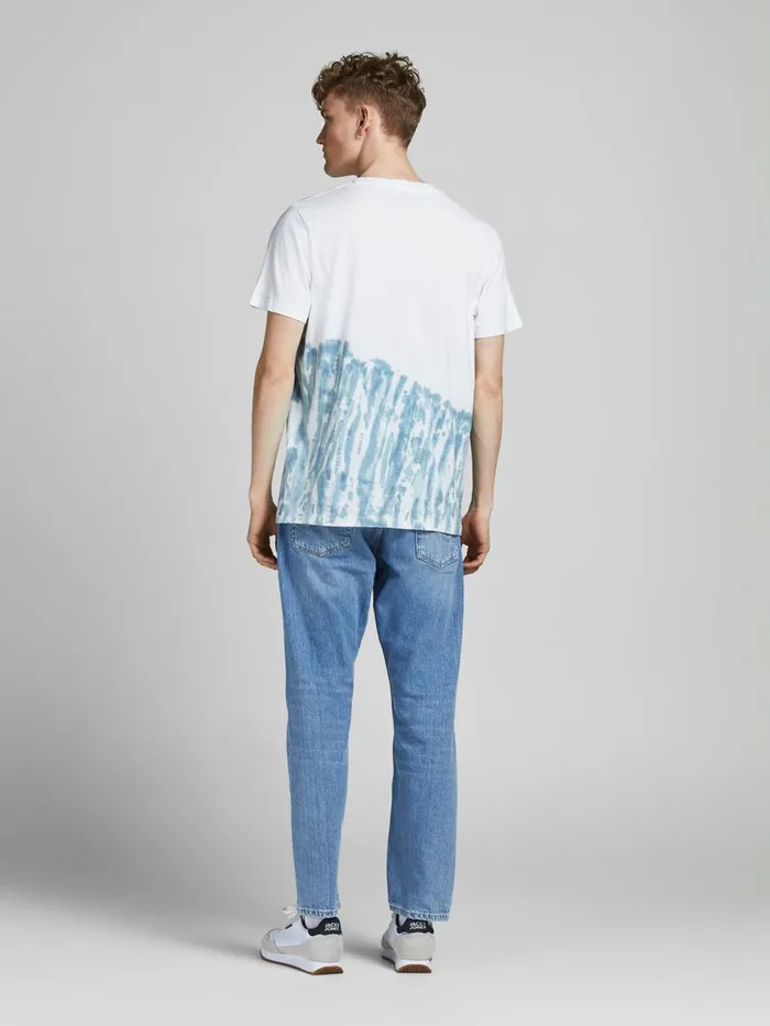 Tshirts JACK and JONES Mens TIE DYE PRINT TSHIRT White Cloud Dancer Gift for Friend