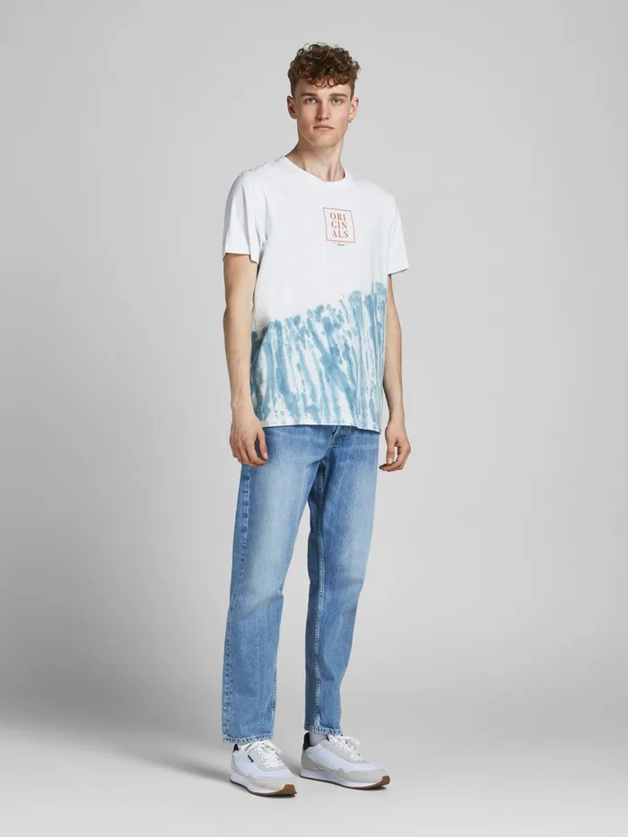 Tshirts JACK and JONES Mens TIE DYE PRINT TSHIRT White Cloud Dancer Gift for Friend