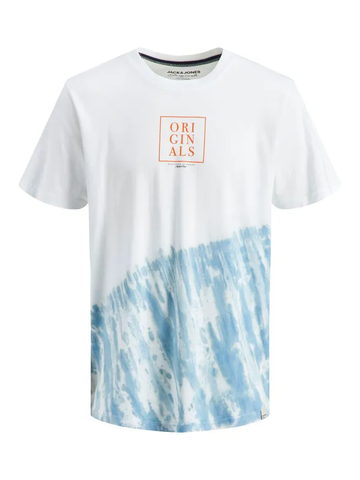 Tshirts JACK and JONES Mens TIE DYE PRINT TSHIRT White Cloud Dancer Gift for Friend