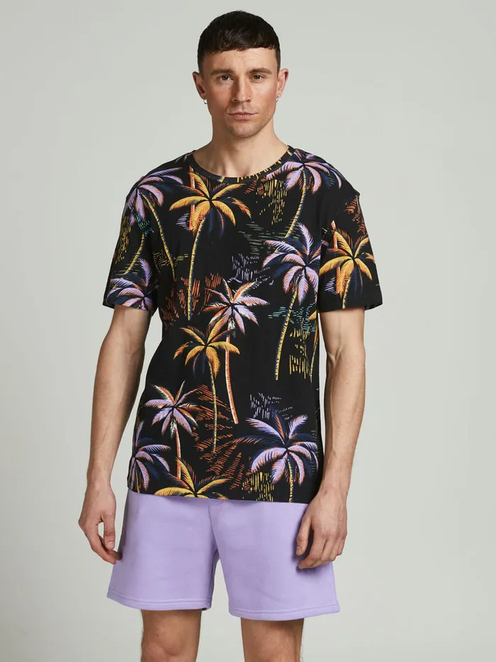 Tshirts JACK and JONES Mens TROPICAL PRINT TSHIRT Black Tap Shoe Cheap On Sale Tshirts JACK and JONES Mens TROPICAL PRINT TSHIRT Black Tap Shoe Cheap On Sale