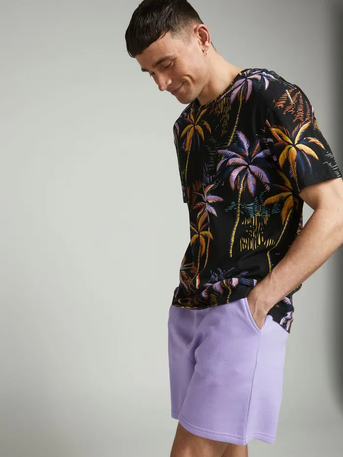 Tshirts JACK and JONES Mens TROPICAL PRINT TSHIRT Black Tap Shoe Cheap On Sale
