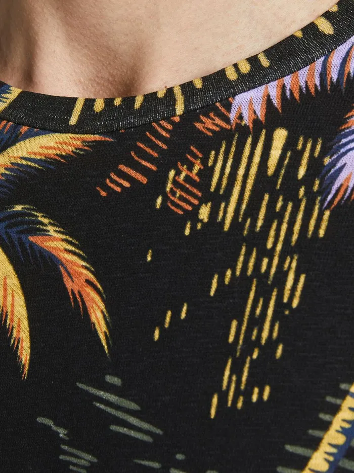 Tshirts JACK and JONES Mens TROPICAL PRINT TSHIRT Black Tap Shoe Cheap On Sale