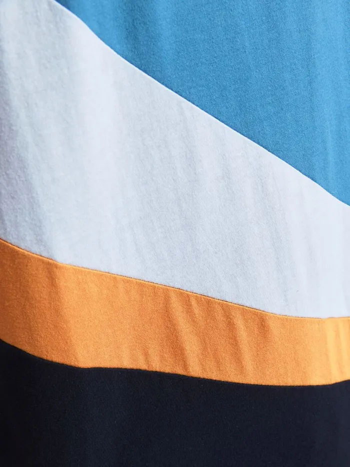 Tshirts JACK and JONES Mens WAVY COLOUR BLOCK TSHIRT Blue Deep Water On Sale