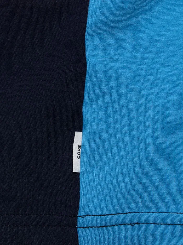 Tshirts JACK and JONES Mens WAVY COLOUR BLOCK TSHIRT Blue Deep Water On Sale
