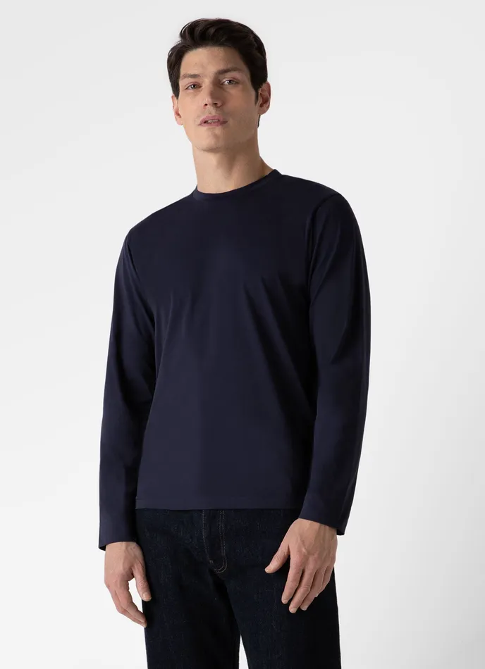 Tshirts Long Sleeve Riviera Midweight Tshirt Navy ussunspel Men