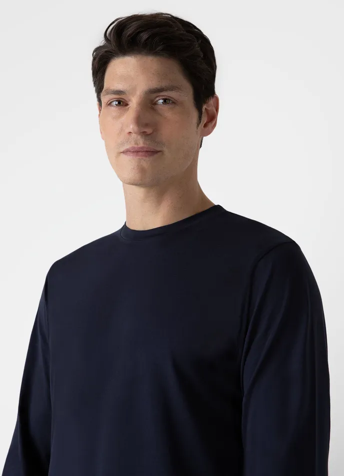 Tshirts Long Sleeve Riviera Midweight Tshirt Navy ussunspel Men