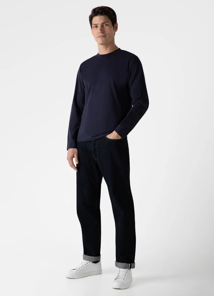 Tshirts Long Sleeve Riviera Midweight Tshirt Navy ussunspel Men