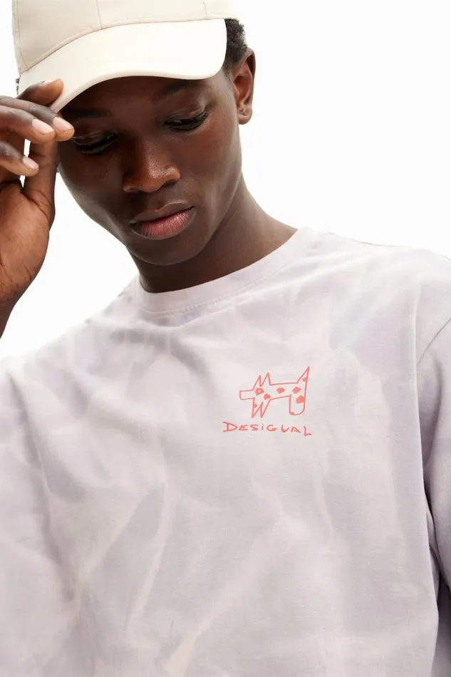 Tshirts Men Desigual Printed Tshirt With Gradient Effect Black