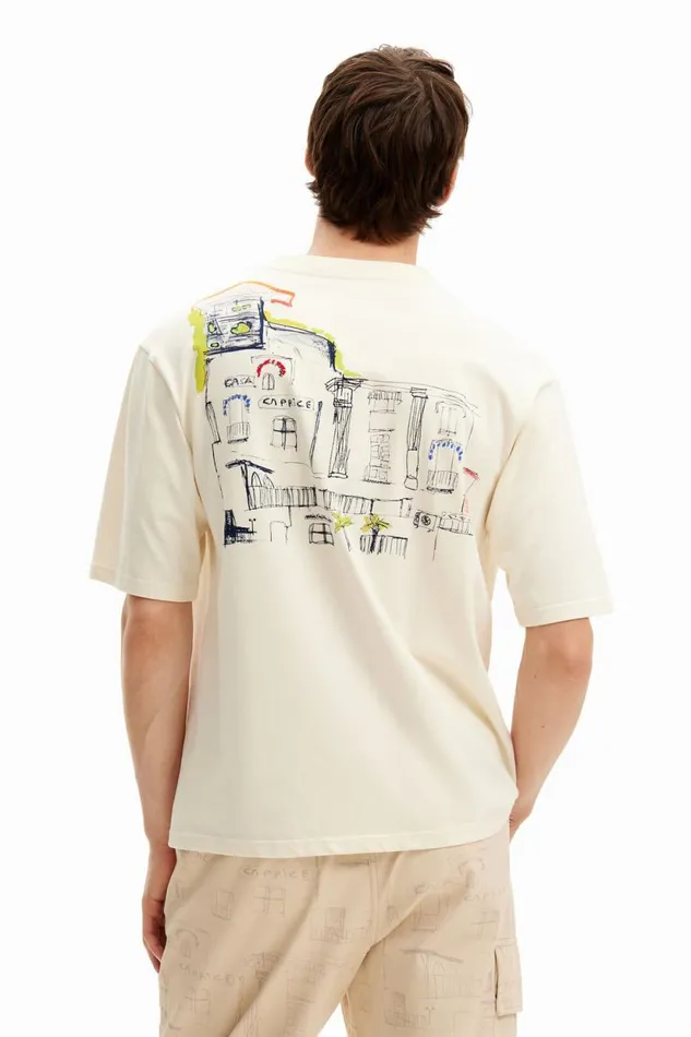 Tshirts Men Desigual Tshirt With Illustration White