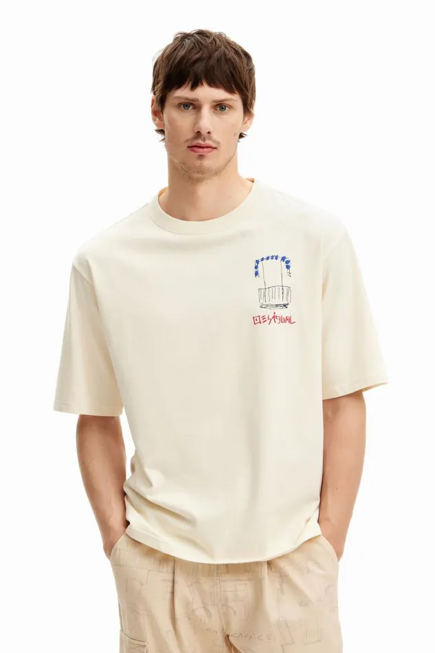 Tshirts Men Desigual Tshirt With Illustration White