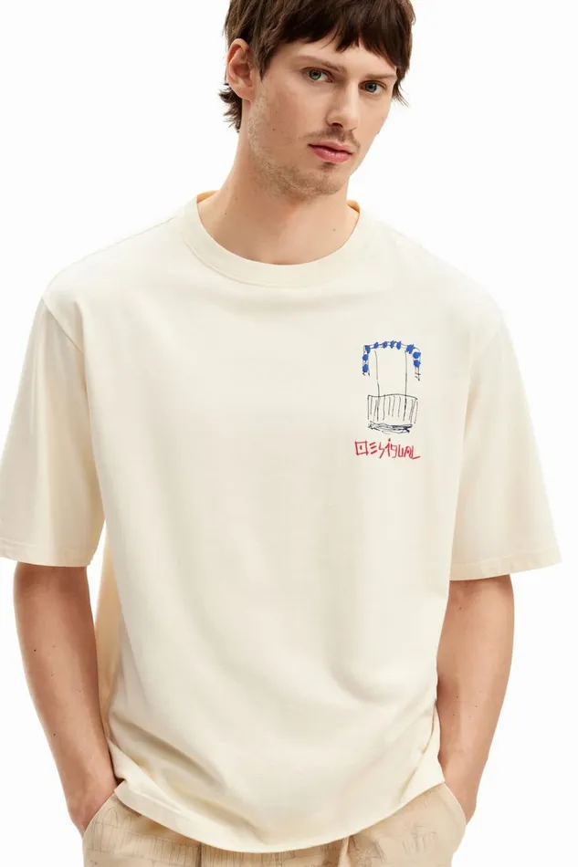 Tshirts Men Desigual Tshirt With Illustration White