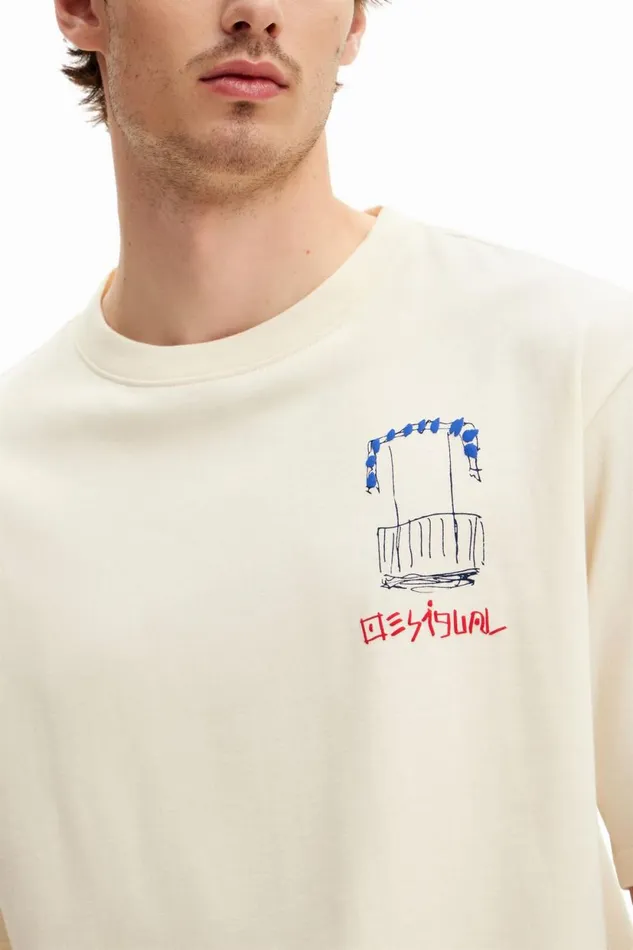 Tshirts Men Desigual Tshirt With Illustration White