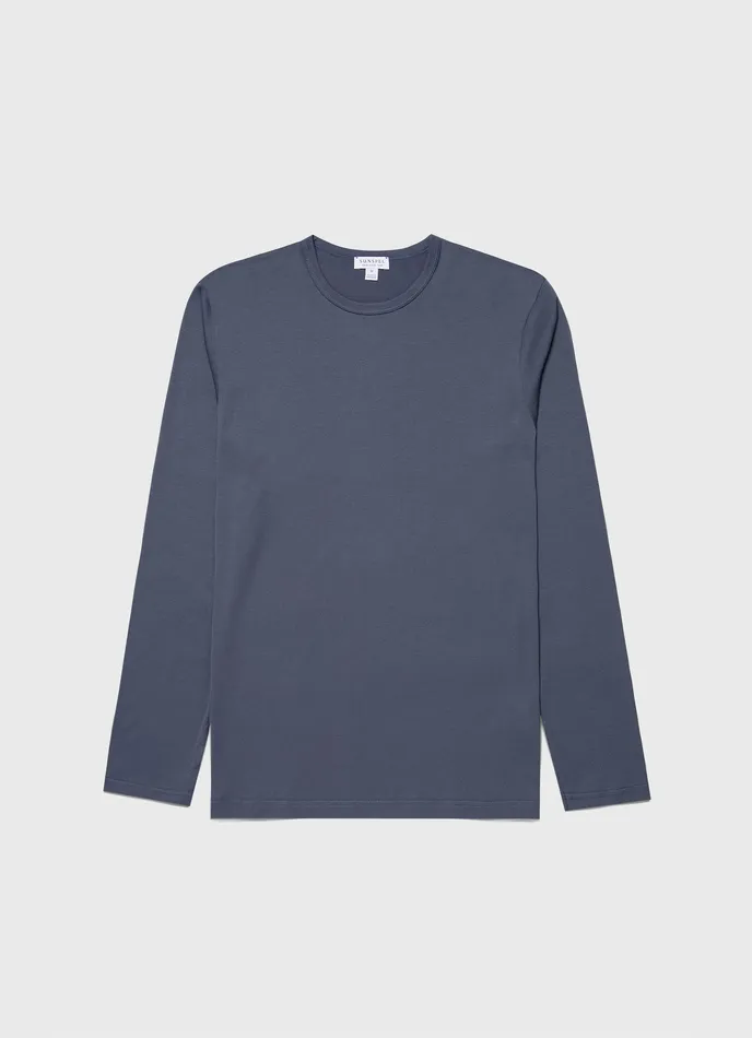 Tshirts Men ussunspel Long Sleeve Classic Tshirt Slate Blue