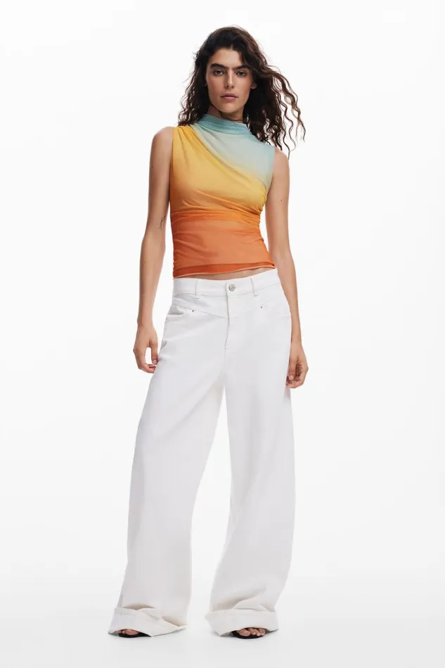 TShirts Women Desigual Ombre Effect Tshirt Orange