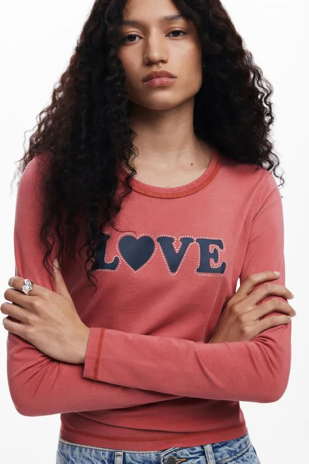 TShirts Women Desigual Tshirt I Love Desigual Red
