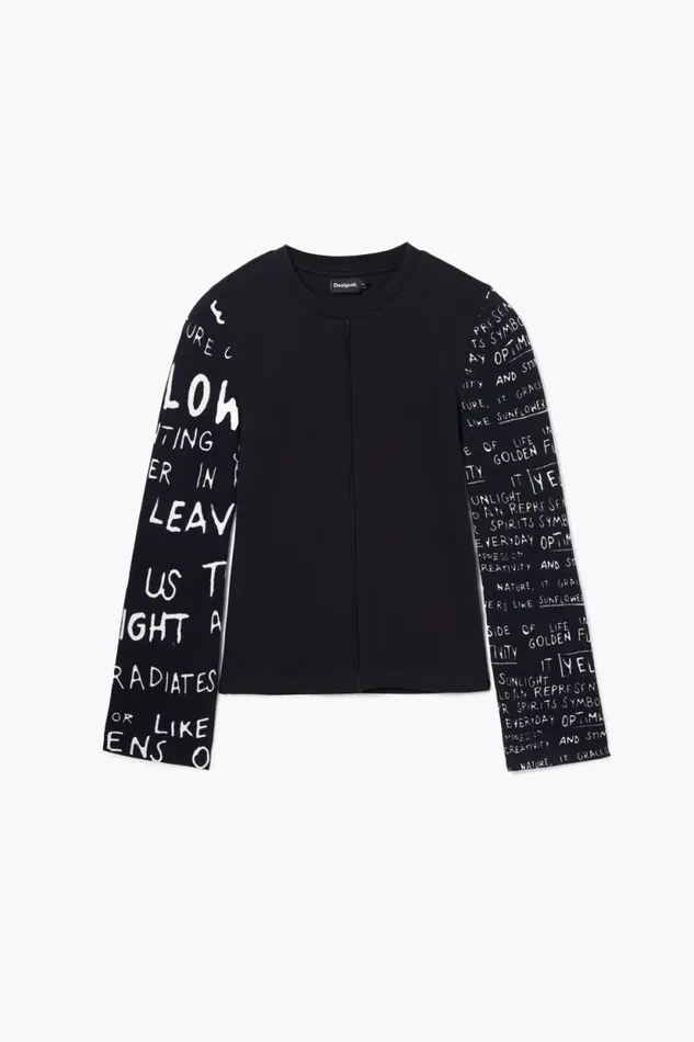 TShirts Women Desigual Tshirt With Printed Sleeves Black