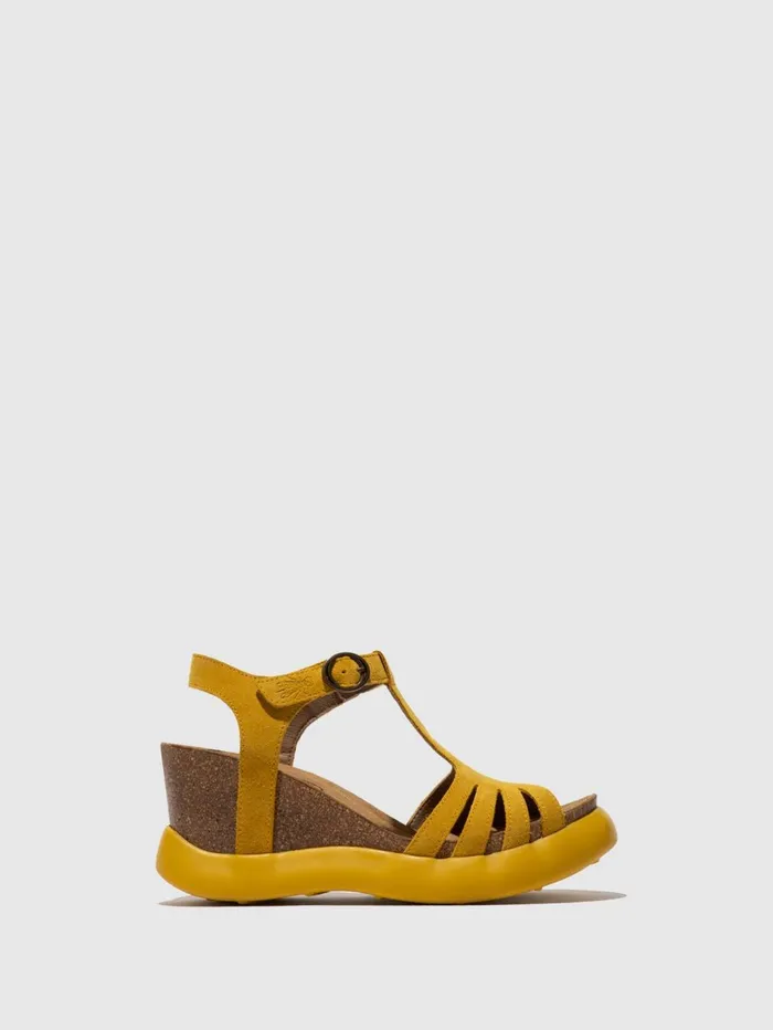 TStrap Sandals GAIT959FLY SUEDE YELLOW Women Fly London Sandals