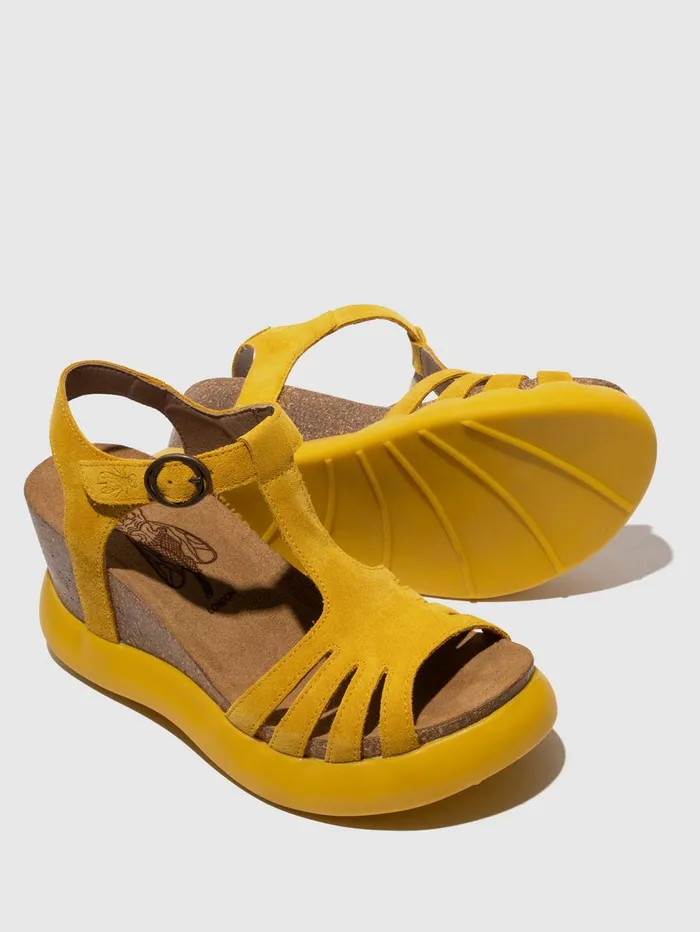 TStrap Sandals GAIT959FLY SUEDE YELLOW Women Fly London Sandals