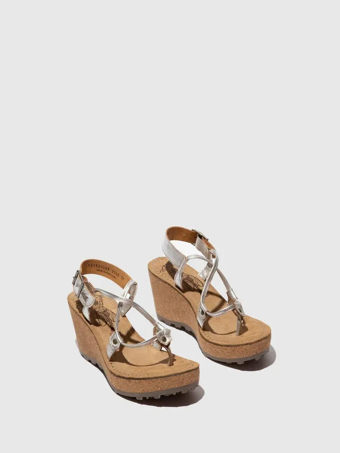 TStrap Sandals GOSH SILVER Women Fly London Sandals
