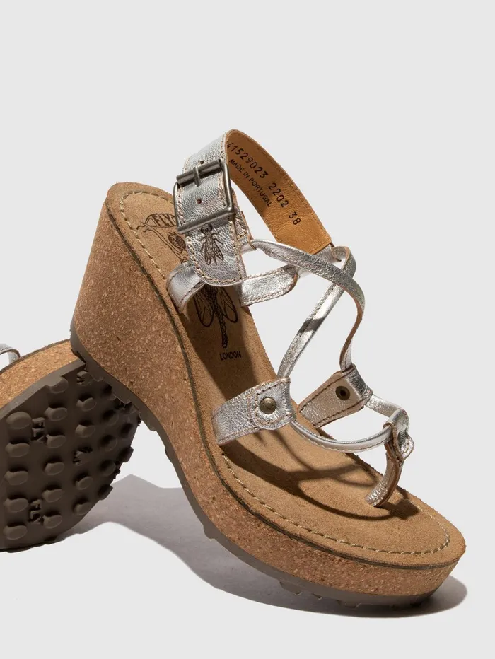 TStrap Sandals GOSH SILVER Women Fly London Sandals