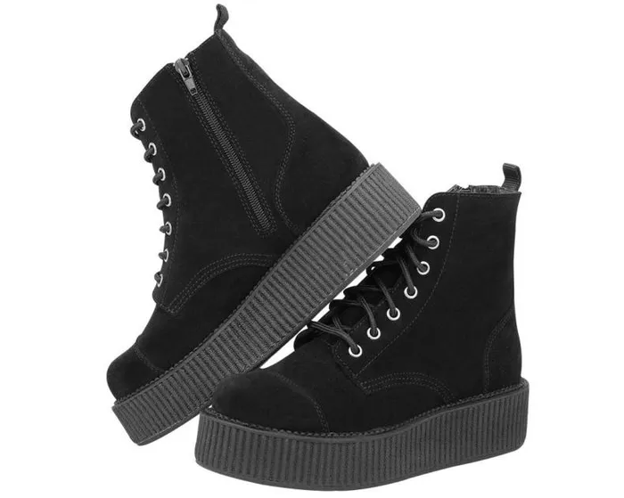 TUK Shoes Boots Men Black Suede Combat Creeper Boots 8211 TUK Shoes