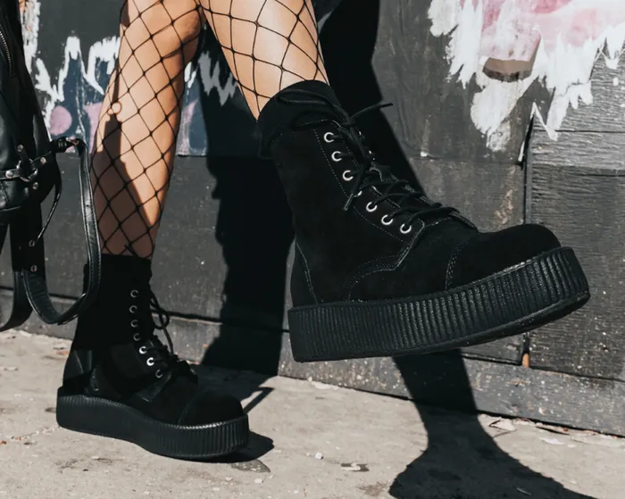 TUK Shoes Boots Men Black Suede Combat Creeper Boots 8211 TUK Shoes