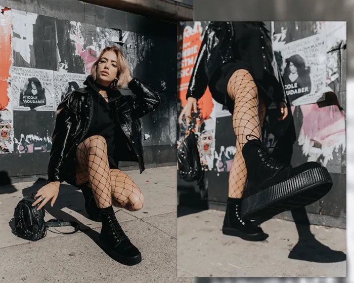 TUK Shoes Boots Men Black Suede Combat Creeper Boots 8211 TUK Shoes