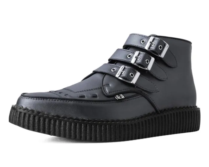 TUK Shoes Boots Men Gunmetal and Black Trim Pointed Buckle Boot