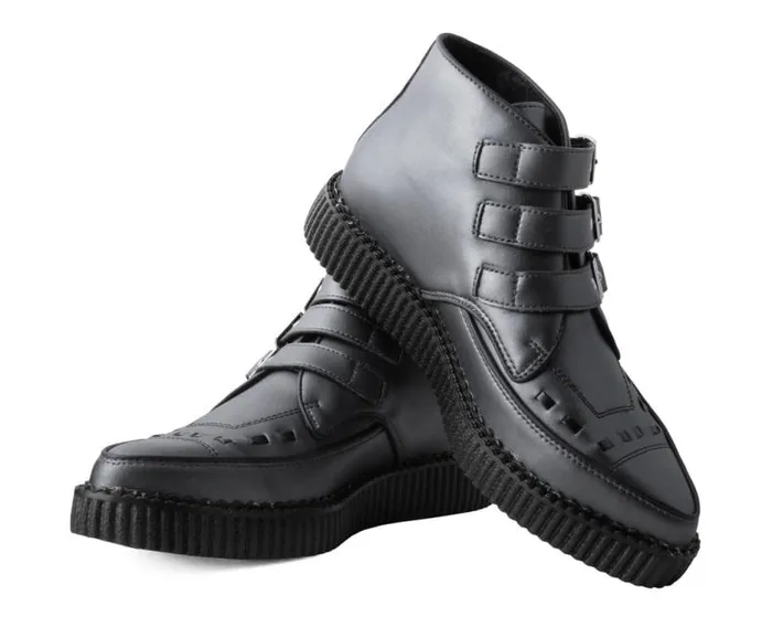 TUK Shoes Boots Men Gunmetal and Black Trim Pointed Buckle Boot TUK Shoes Boots Men Gunmetal and Black Trim Pointed Buckle Boot