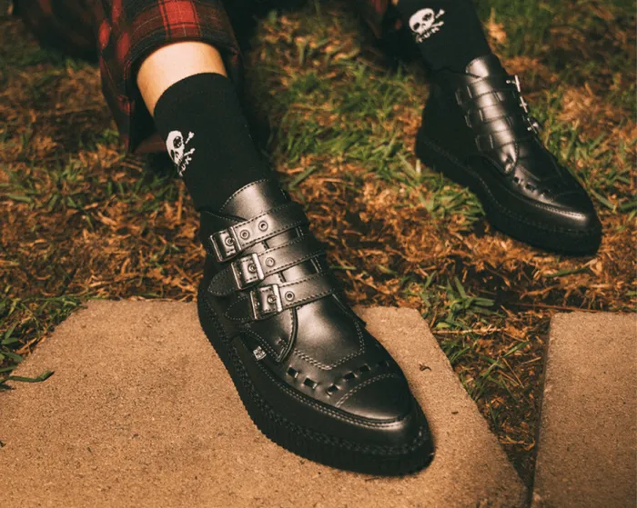 TUK Shoes Boots Men Gunmetal and Black Trim Pointed Buckle Boot TUK Shoes Boots Men Gunmetal and Black Trim Pointed Buckle Boot