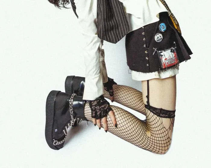 TUK Shoes Boots Women Black Haze Spike and Chain Viva Mondo Boot TUK Shoes Boots Women Black Haze Spike and Chain Viva Mondo Boot
