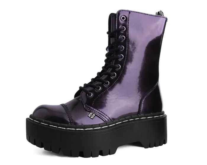 TUK Shoes Boots Women Burgundy RubOff 10Eye Double Decker Boot