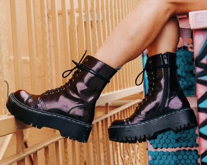 TUK Shoes Boots Women Burgundy RubOff 10Eye Double Decker Boot TUK Shoes Boots Women Burgundy RubOff 10Eye Double Decker Boot