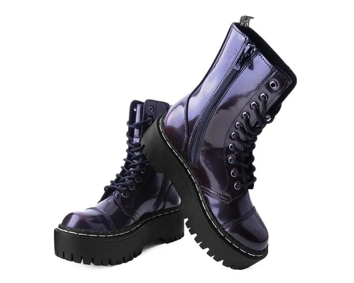 TUK Shoes Boots Women Burgundy RubOff 10Eye Double Decker Boot TUK Shoes Boots Women Burgundy RubOff 10Eye Double Decker Boot