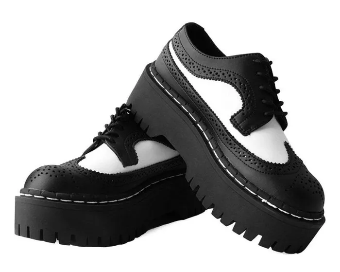 TUK Shoes Dress Shoes Men Black and White Double Decker Brogue TUK Shoes Dress Shoes Men Black and White Double Decker Brogue
