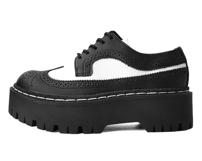 TUK Shoes Dress Shoes Men Black and White Double Decker Brogue TUK Shoes Dress Shoes Men Black and White Double Decker Brogue